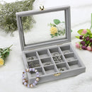 2017 Velvet Glass Jewelry Display Box Tray Holder Storage Box Organizer