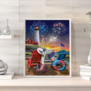 Lighthouse Fireworks Oil Paint By Numbers DIY Handpainted on Canvas Picture