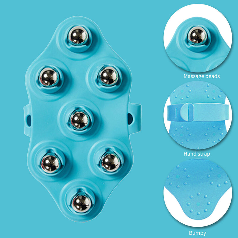Massage Glove Body Massager with Metal Roller Ball for Neck Foot Full Body Care