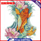 Part Embroidery Carp Flower Printed Cross Stitch Cotton 2-Beach 14CT Needlework