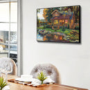 DIY Paint By Number Kit Frameless Lake House Scenery Handpainted Wall Hanging
