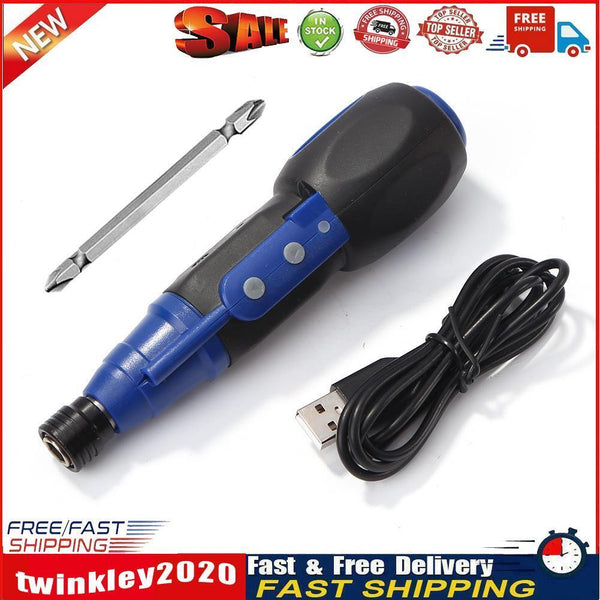 Anti-slip Handle Big Torque Electric Screwdriver USB Charging Drill (Blue) Newly