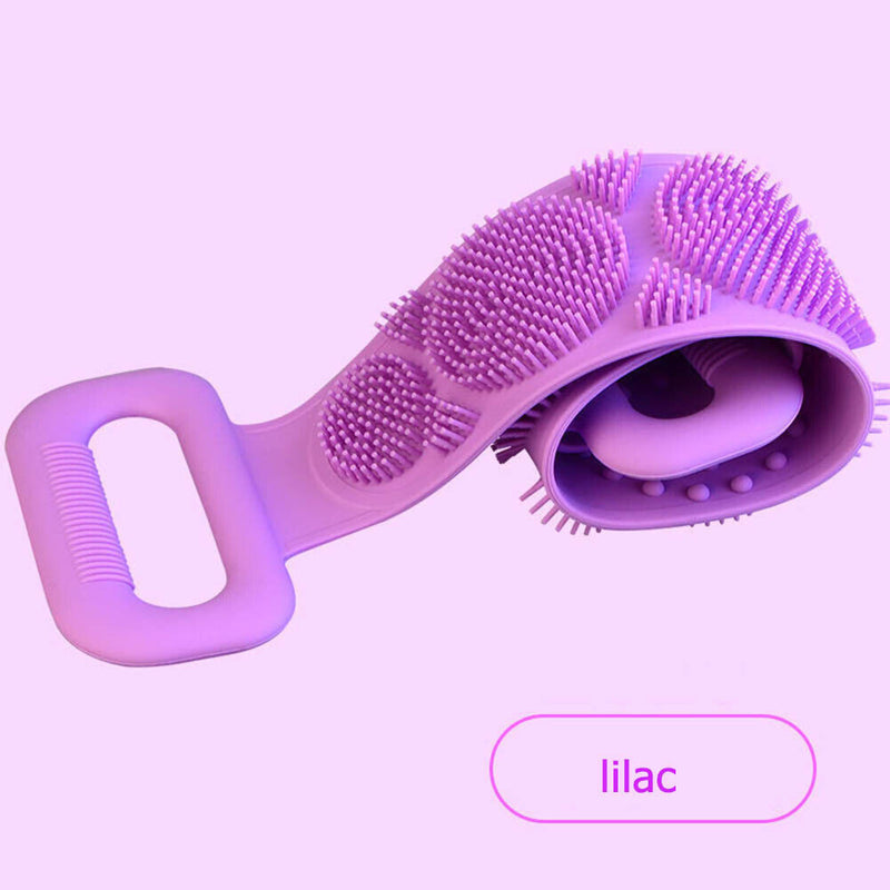 Double-side Silicone Bath Brush Wash Scrub Massage Shower Scrubber (Purple)