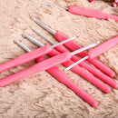 8 sizes Soft Plastic Handle Home Aluminum Crochet Knit Hook Needle  Rose