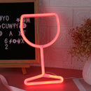 LED Neon Light Wine Glass Night Light USB Christmas Kids Room Decor (Red)