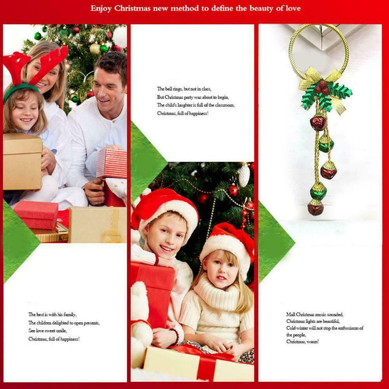 Christmas Tree Bells Pinecones Bow Door Wall Hanger Pendant r Wreath Deco O2J4