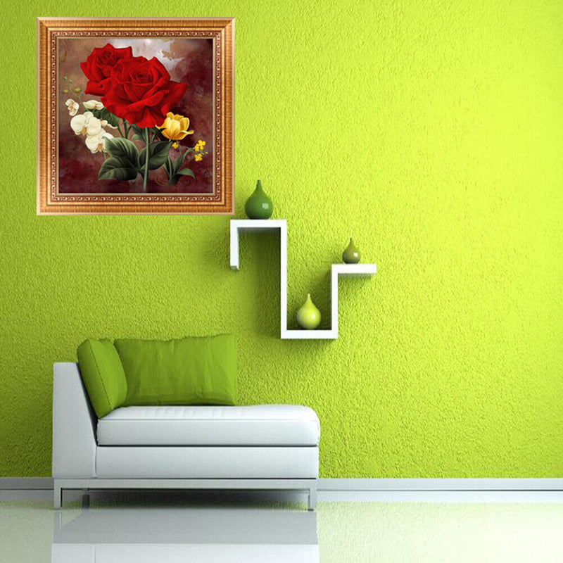 DIY 5D Diamond Embroidery Red Rose Flower Painting Cross Stitch Wall Decor Newly
