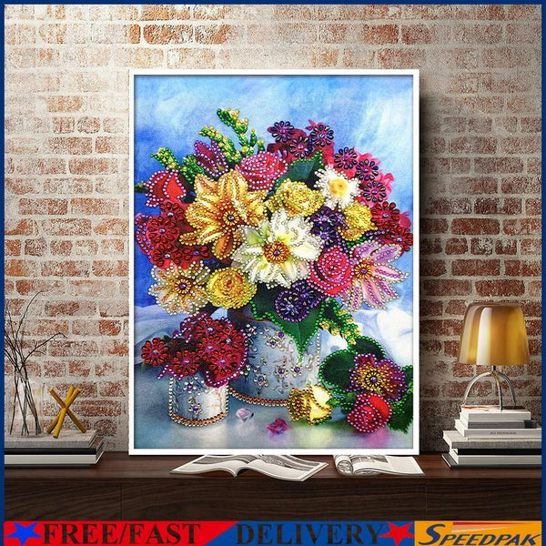 5D DIY Special Shaped Diamond Painting Flower Cross Stitch Mosaic Craft Kit #F