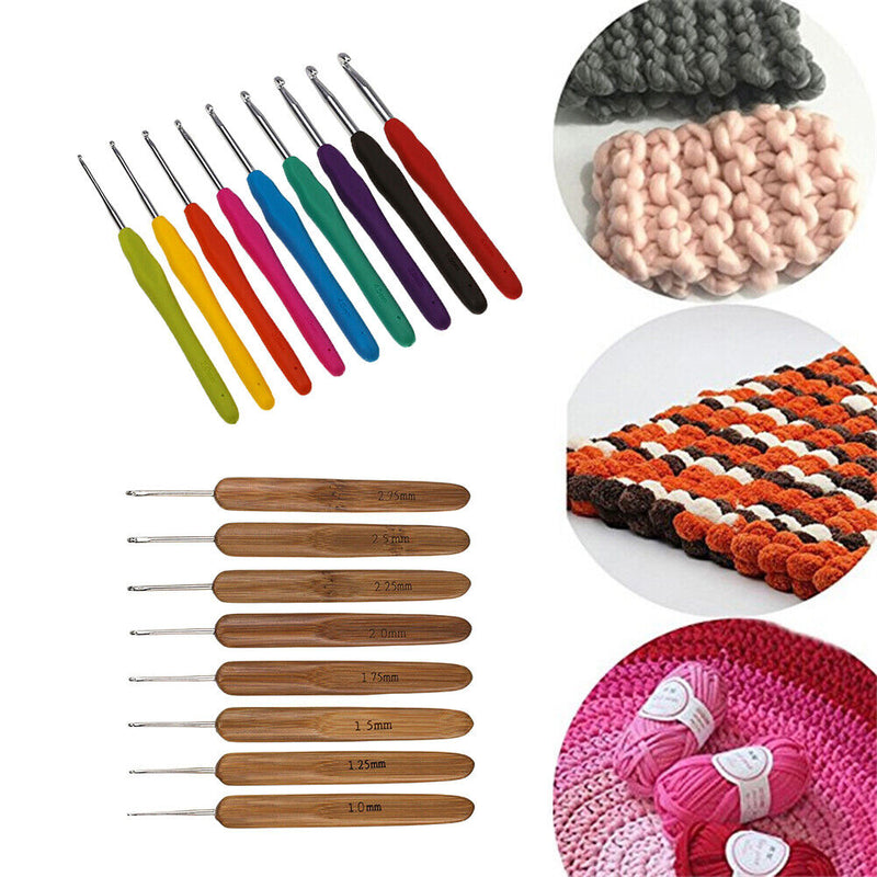Sewing Knitting Crochet Tool Set with Soft Handle Hook Manual Crochet Tool Set