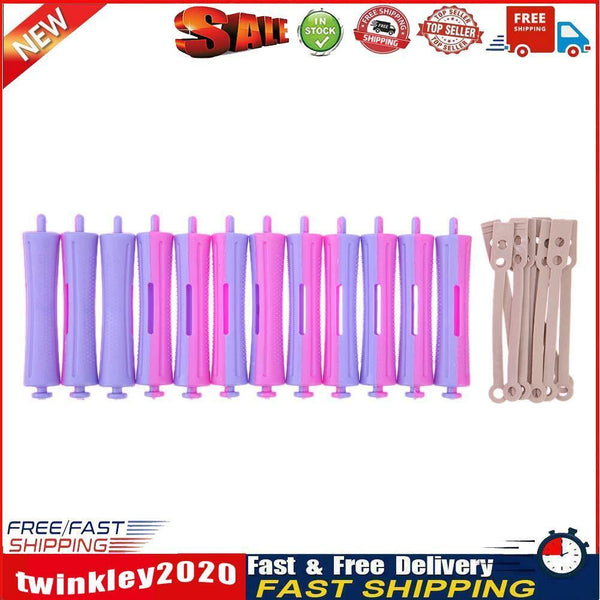 12pcs Perm Bar Rubber Band Hair Curler Hairdressing Tool(Random Color/7#) Newly