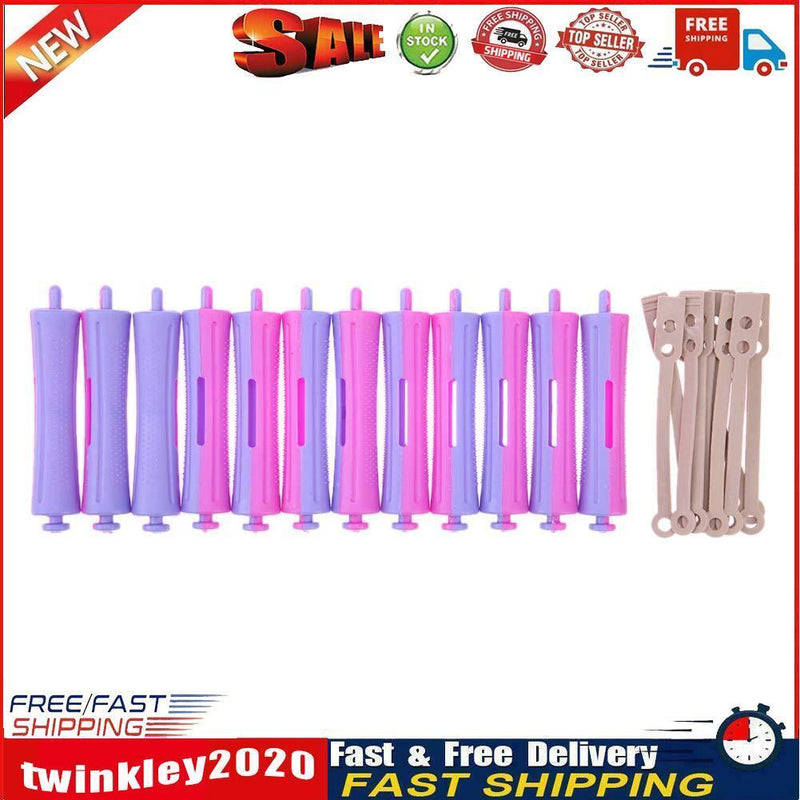 12pcs Perm Bar Rubber Band Hair Curler Hairdressing Tool(Random Color/7