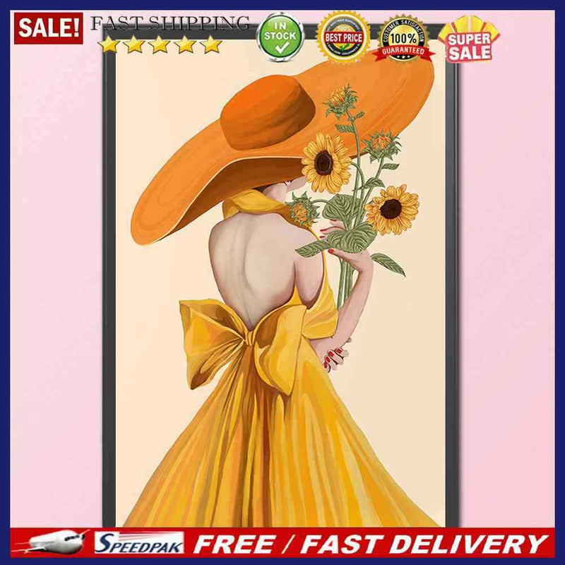 Sunflower Girl Full Cross Stitch 11CT Printed Embroidery Craft Kits Home Decor