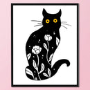 DIY Cotton Thread Black Cat Printed Partial Cross Stitch Handmade Artwork Carft