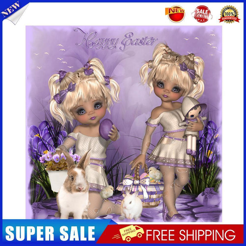 5D DIY Diamond Painting Kits Double Ponytail Girls Full Round Drill Decor