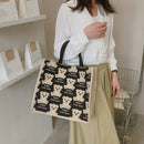Cotton Linen Totes Cartoon Bear Handbag Large Capacity Shopper Gift Storage Bags