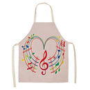 Kitchen Linen Apron Colorful Musical Note Painted Party Supply Cleaning Pinafore