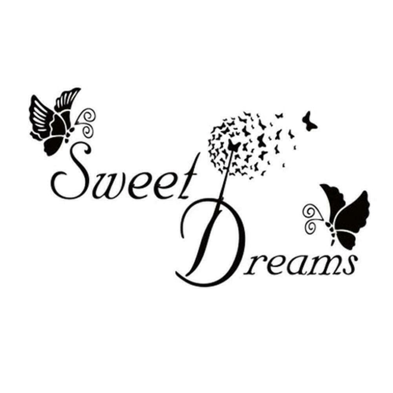 SWEET DREAMS Butterfly LOVE Quote Wall Stickers Bedroom DIY Decals 1 S6F7