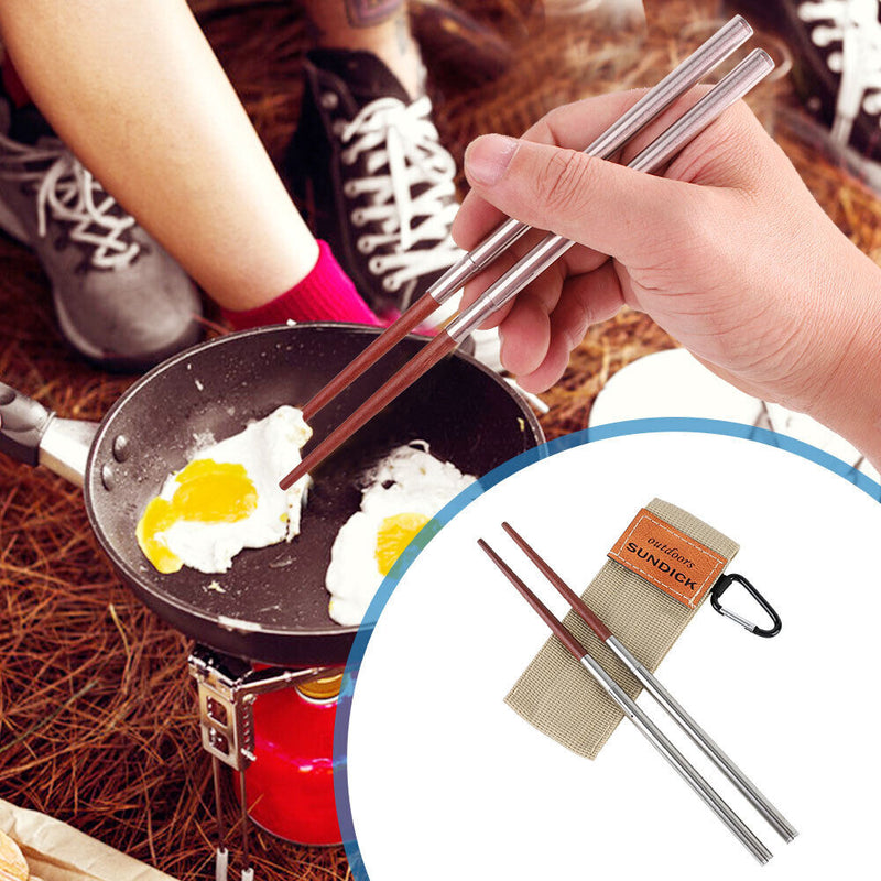 Aluminum Shape Shell Stainless Steel Folding Travel Chopsticks for Travel Picnic