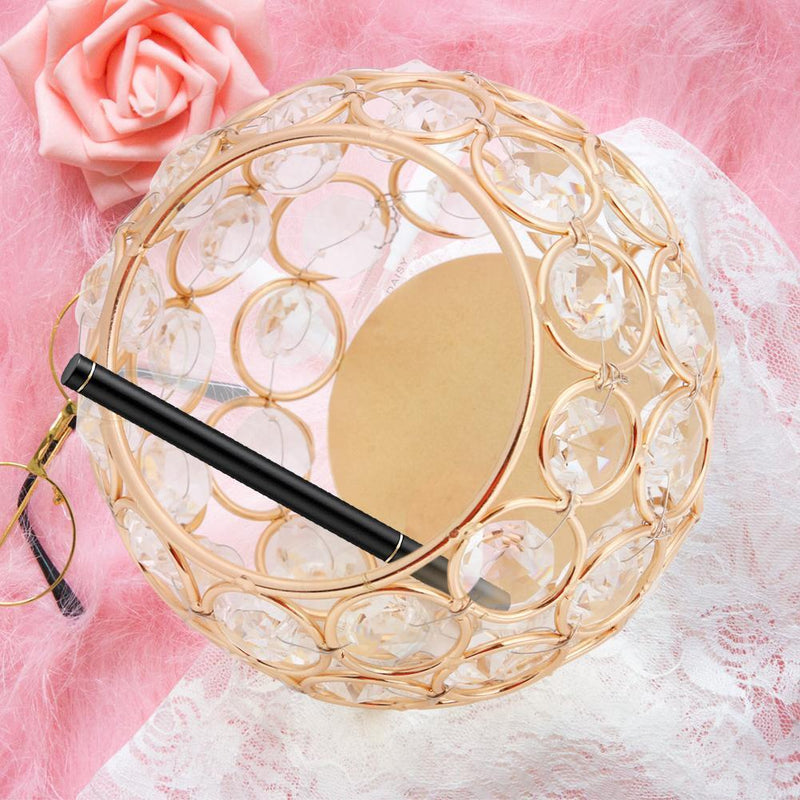 European Style Round Crystal Makeup Brush Storage Box Jewelry Organizer Newly