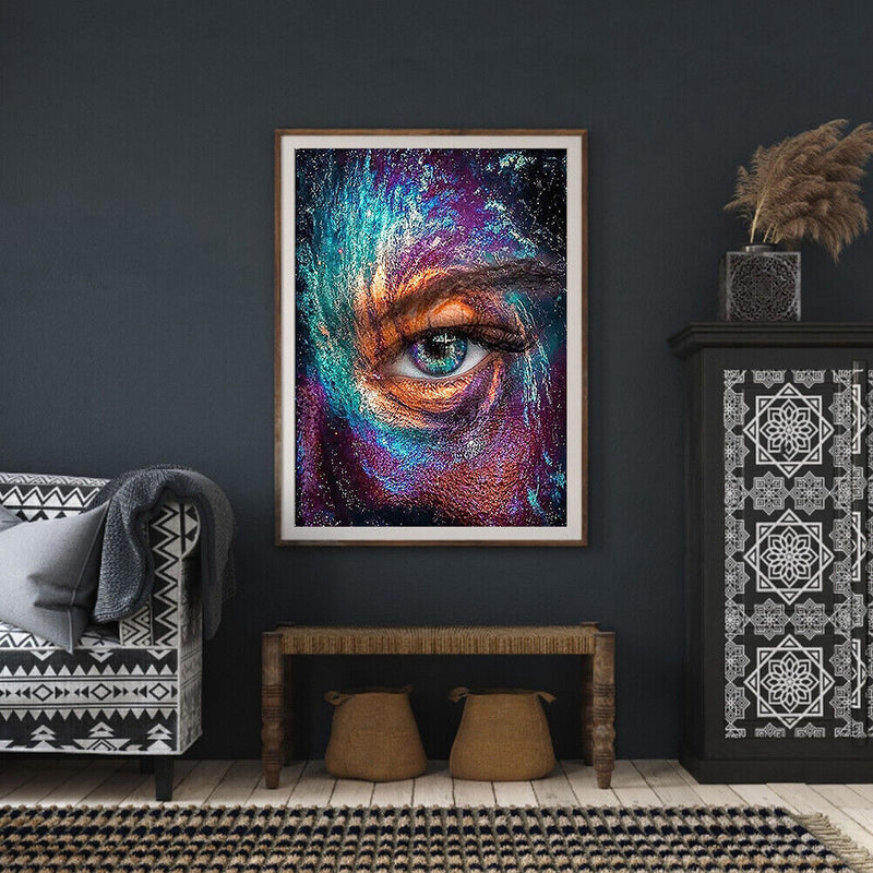 Home DIY Hand Painted Paint By Numbers Oil Canvas Pictures Starry Sky Eyes
