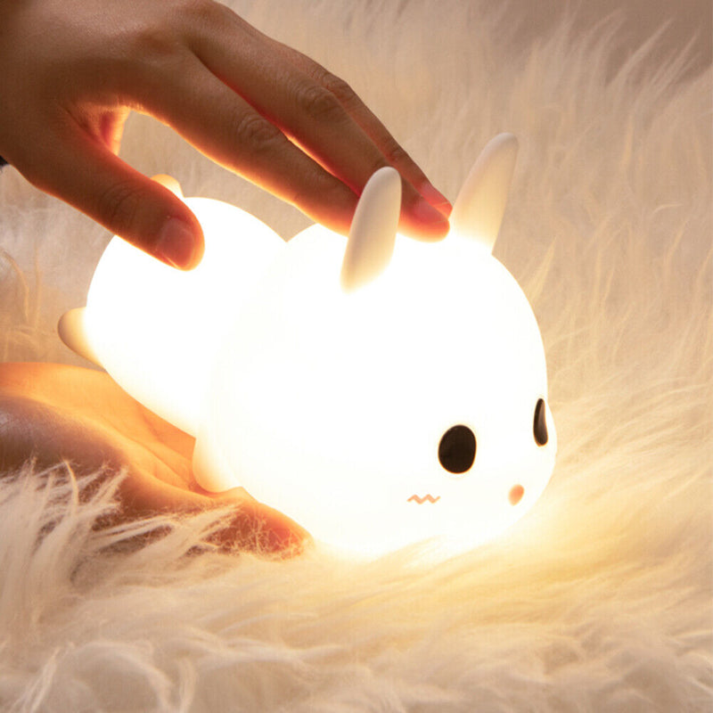 Rabbit LED Bedside Lamp Creative USB Remote Control Timing Night Lamp for Decor