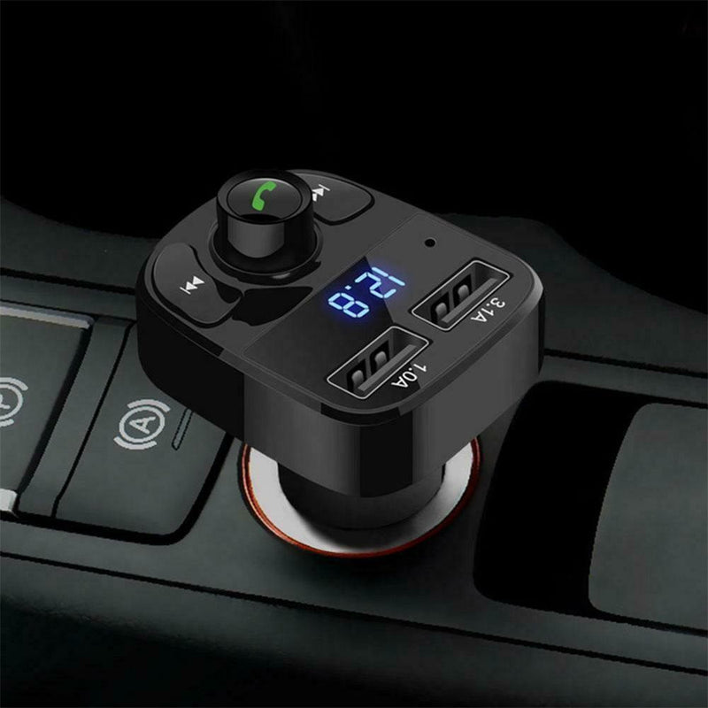 Display Car Kit FM Transmitter MP3 Player 2 USB Charger Fast Charger Adapter