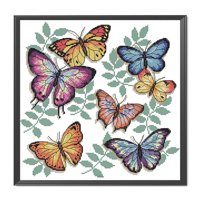 Partial Cross Stitch 14CT Colorful Butterflies Counted DIY Animal Embroidery Art