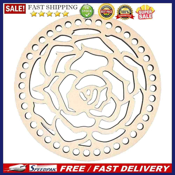 Wooden Basket Bottom Circle Blank Hollow Crochet Basket Wood Base for DIY Knit