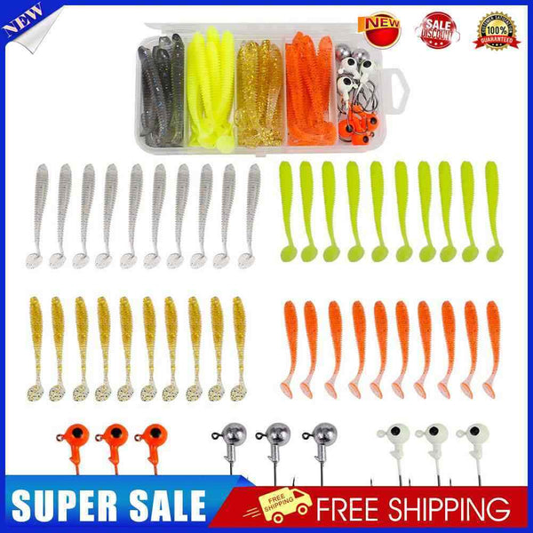 49pcs Jigs Lead Hook Soft Fishing Lures Set Crankbait Bionic Bait Tackle