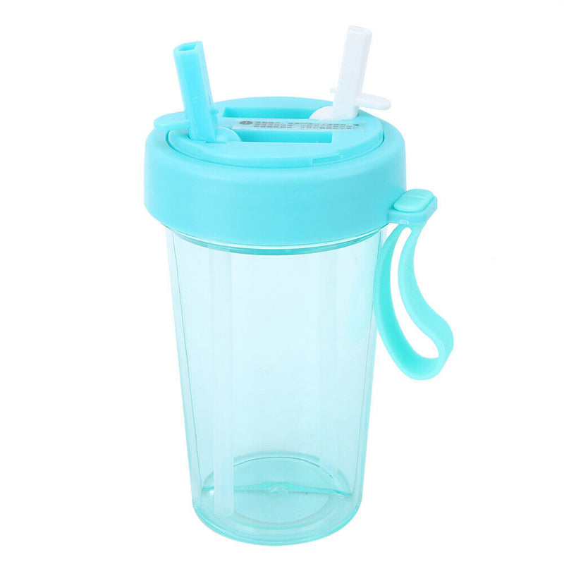 Large Capacity Dual Straw Cup Outdoor Student Drinking Beverage Water Bottl