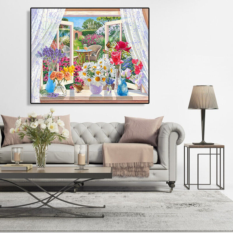 Painting By Numbers Kit DIY Flowers Vase Canvas Oil Picture Wall Artwork