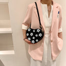 PU Leather Women Heart-shaped Crossbody Bag Women Flower Printed Purse Handbags