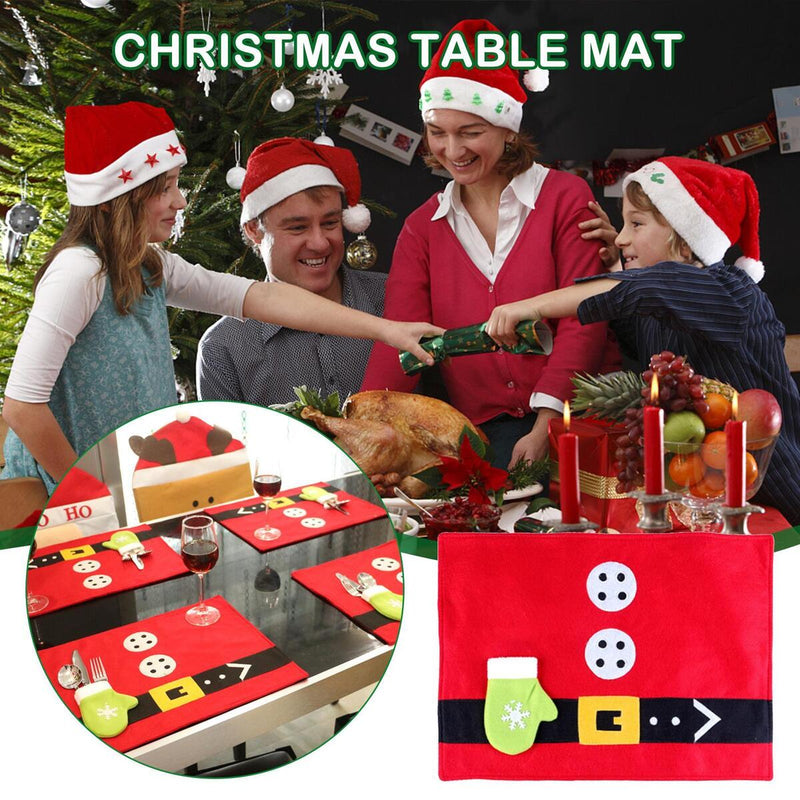 Platzdeckchen und Gabelmatten Weihnachten Santa Rentier Esstisch Tischsets.