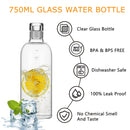Motivational Glass Water Bottle Time Marker & Leakproof Design (750ml) Newly