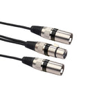 3Pin XLR Female to Dual 2 Male Y Splitter 30cm Adapter Cable Wire (Black) Newly