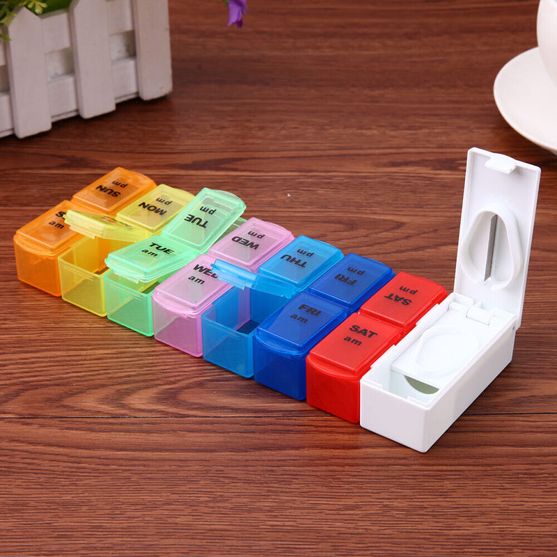 domybest Removable Pill Organizer Box One Week Bin PM Medication Taking