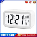 Temperature Alarm Clock LED Digital Backlight Calendar Snooze Clock (White)