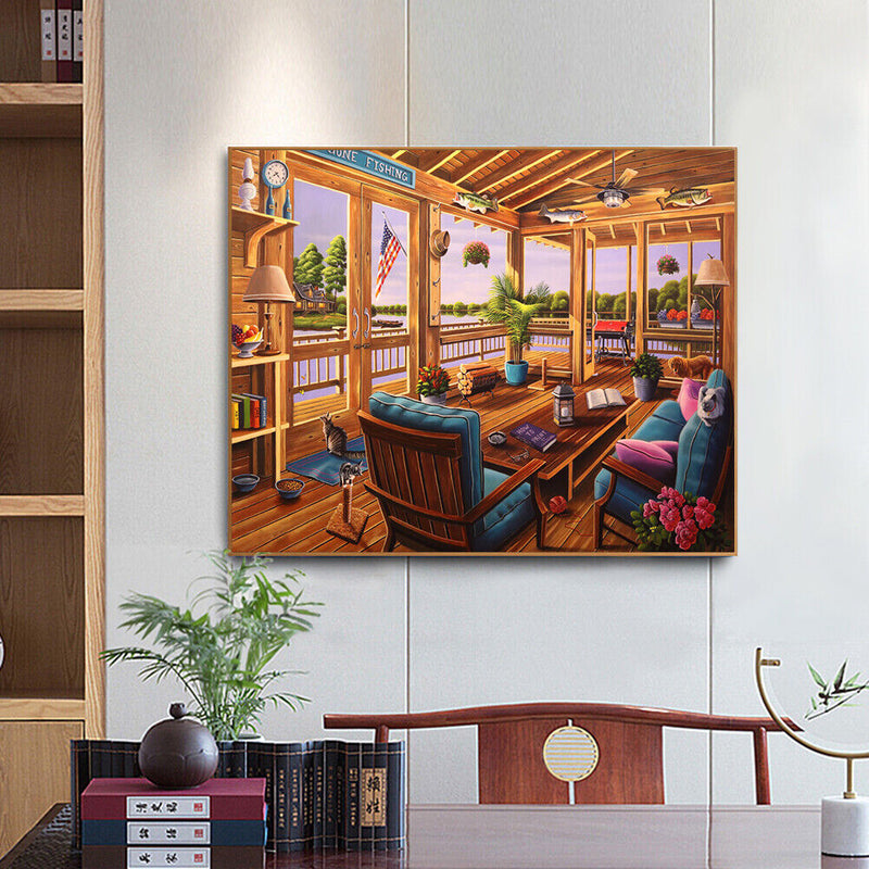 Paint By Numbers for Adults Beginner House Living Room DIY Acrylic Painting Kit