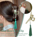 Tassel Hair Claw Retro Flower Hair Clip Barrette Alloy Clip Ponytail E0Z0