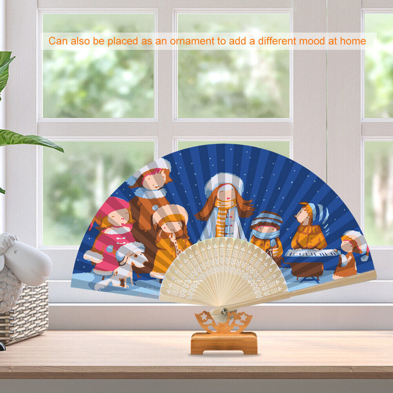 Hand Painted Folding Fan Oil Paint By Numbers DIY Kid Concert Draw Picture Gift