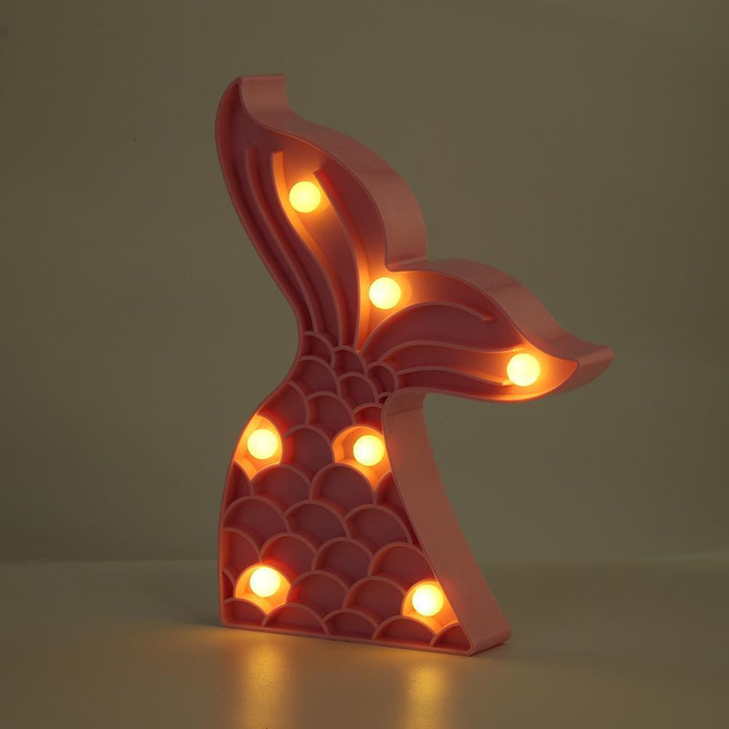 Mermaid Tail LED Night Lamp Children Gift Battery Powered Home Light (Pink)