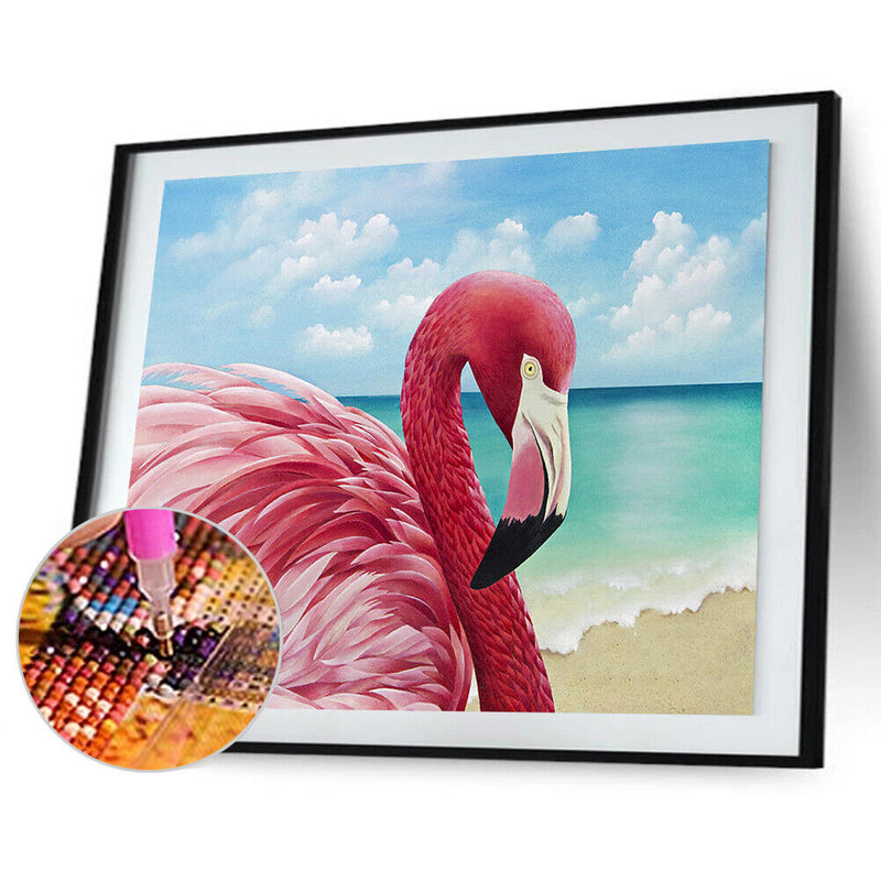 5D Diamond Painting Kit Flamingo Full Round Drill DIY Mosaic Picture Wall Arts