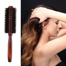 Wooden Handle Curling Hair Comb Boar Bristle Round Hairbrush Hairdressing T