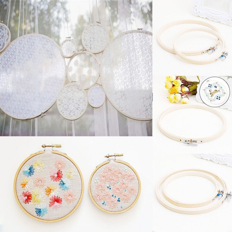 Diy Bamboo Handmade Cross Stitch Frame Sewing Tools Round Loop Embroidery Hoop