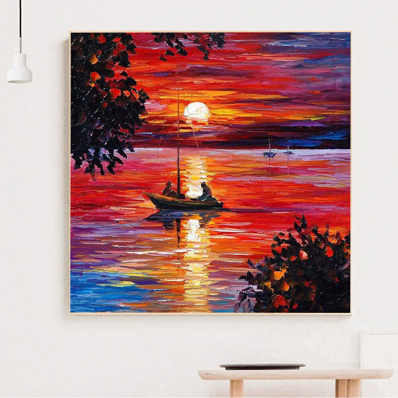 Sea Sunset Oil Paint By Numbers Kit DIY Acrylic Painting on Canvas Frameles