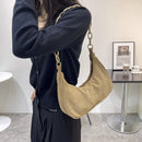Fashion Women Corduroy Solid Color Underarm Bag Casual Chain Hobos Shoulder Bags