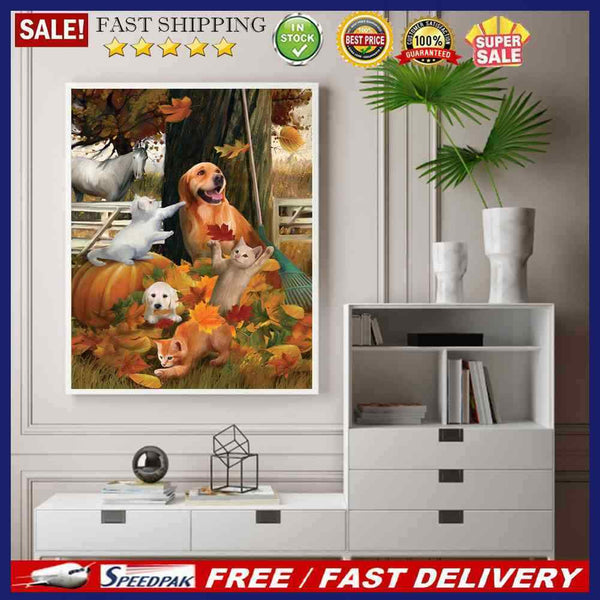 Playing Cat and White Horse Oil Paint By Numbers Kit Art Picture 40x50cm (B1603)