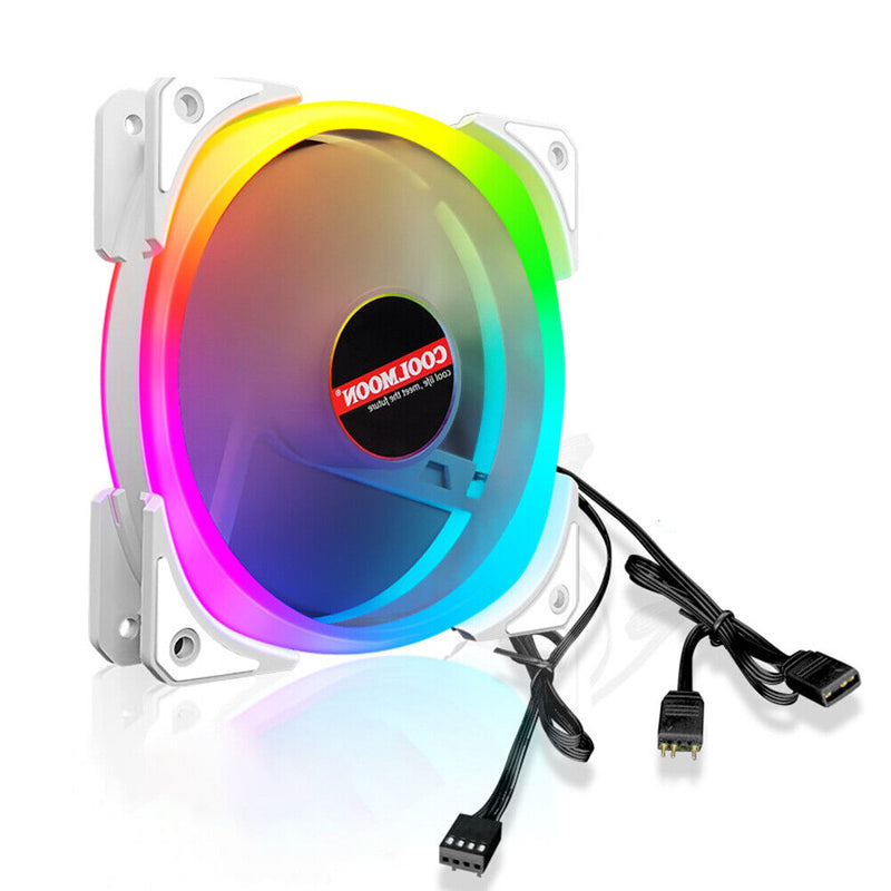 COOLMOON 12cm Cooling Fan 4Pin PWM 5V 3Pin ARGB PC Case CPU Computer Cooler