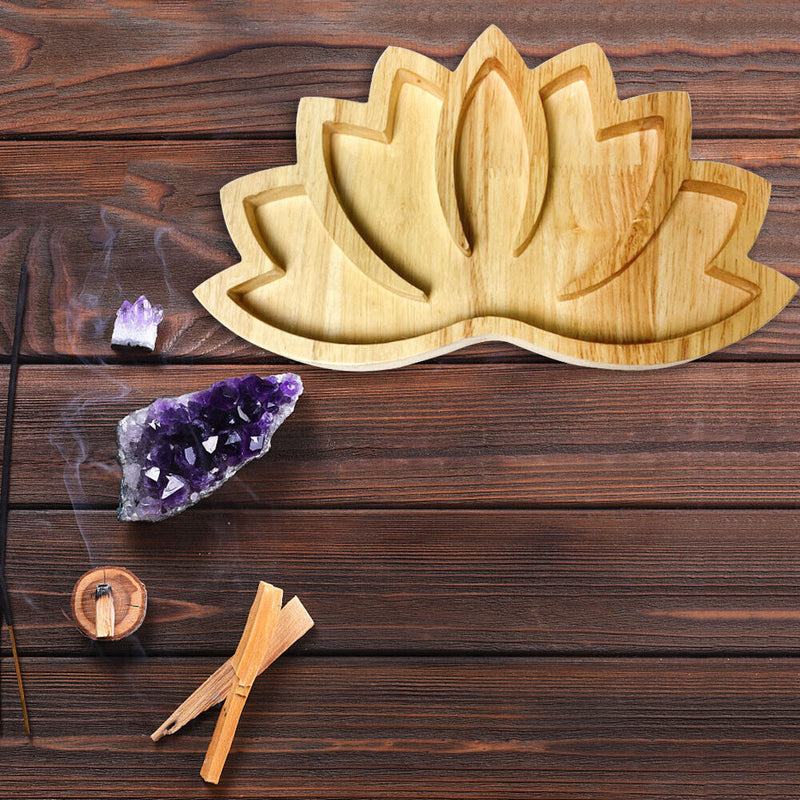 Crystal Display Holder Lotus Shaped Healing Stones Tray Home Desktop Organi
