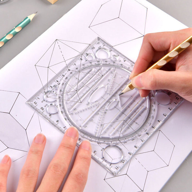 Rotating Drawing Ruler Student Mathematical Stereo Geometry Art Design Template